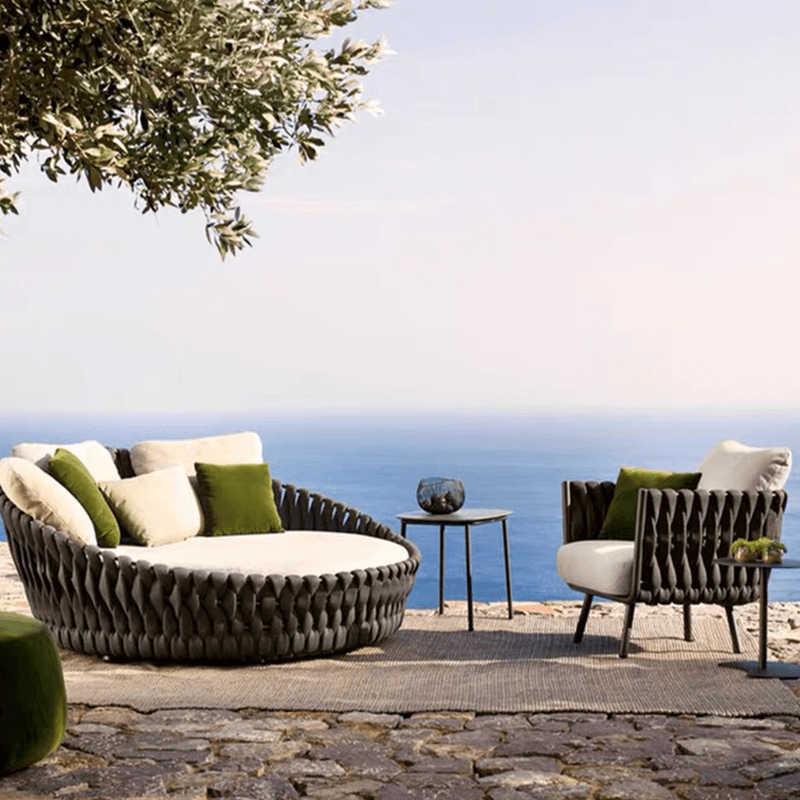 Buy Stylish Black Rope Outdoor Furniture With Cushion Set at 38