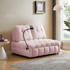 Pink Velvet Pull-Out Sofa Couch with Swivel Phone Stand