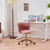 Pink Velvet Comfy Office Chair with Adjustable Swivel Wheels