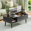 Rectangular Black Lift Top Coffee Table with Hidden Storage Compartment and Shelf