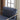 Metal frame of the blue accent chair 