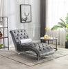 Silver Velvet Comfy Chaise Lounge Chair with Acrylic Feet