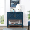 Small Buffet Cabinet in Blue with Bottom Shelf & Tall Legs