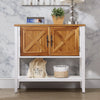 Small Buffet Cabinet in White with Bottom Shelf & Tall Legs