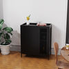 Small Buffet Cabinet with Black Mesh Iron Doors & Adjustable Shelves