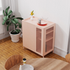 Small Buffet Cabinet with Pink Mesh Iron Doors & Adjustable Shelves