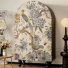 Solid Wood Arched Armoire Cabinet with Tropical-Art Inspired Doors & Shelves