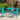 3 Piece Outdoor Furniture Set Image. Teal 3 Piece Patio set in Powder Coated Iron with Round Side Table in an outdoor setting.