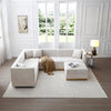 Vertical Beige Tufted Velvet Sectional Sofa with Ottoman and 4 Pillows