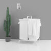 110L White Double Laundry Hamper with Lid and Handle