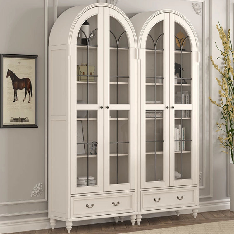 Solid Wood Vintage Arched Cabinet with Glass Doors – CharmyDecor Solid Wood Vintage Arched Cabinet with Glass Doors – CharmyDecor