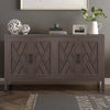 Wood Sideboard in Coffee Brown with 4 Doors & Metal Handles