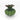 Angled top view of green vase with ruffled red rim