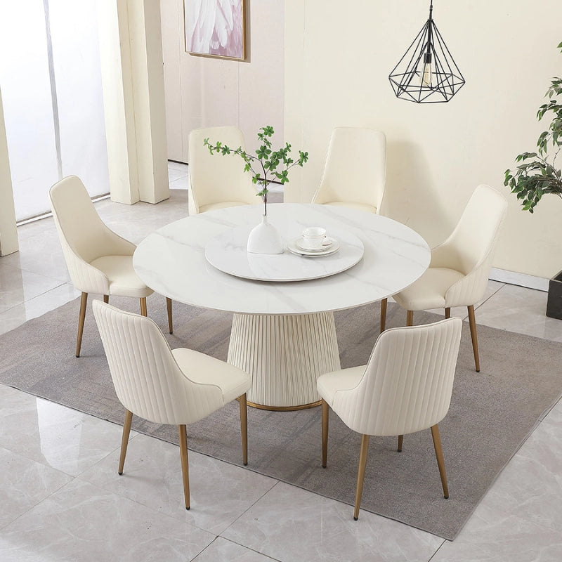 Modern Round Round Table With Six Chairs Sintered Stone Round