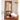 Artistic wood mirror with natural edge design and vase decor in reflection
