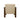 Back view of the accent chair with light brown fabric upholstery