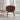 Back view of walnut-finished shell chair with black metal legs