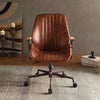 Premium Brown Leather Office Chair with Swivel Base & Adjustable Height