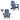 Blue Adirondack chair with dimensions on a white background