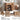 CharmyDecor 30 inch bathroom vanity with sink collage showing drawer slides, black bar handles, wood grain, and slatted shelf details.