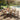 Charmydecor 7-piece acacia wood outdoor dining set with cream cushioned chairs on a poolside patio deck