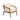 charmydecor acacia wood outdoor club chair with curved arms and cream cushions angled view
