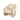 Charmydecor angled view of acacia wood outdoor club chair with textilene mesh side panels and cream cushions