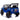 Blue toy off-road vehicle with black wheels on a white background