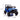 Blue toy off-road vehicle with dimensions displayed on a white background