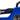Close-up of a blue vehicle seat with black frame and harness on a white background