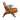 Charmydecor brown faux leather accent chair side view with angled rubberwood legs and open wood arm frame