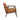 Charmydecor brown faux leather accent chair side view with sculpted rubberwood armrests