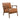 Charmydecor brown faux leather accent chair with solid rubberwood frame three quarter view