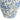 Close-up of a ceramic vase with blue floral patterns on a white background