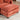charmydecor close up of orange chenille ottoman with thick double layer cushion and black legs