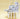 White hammock chair with blue and white striped cushions on a beige background