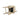 Counter stool bottom view showing solid wood back support and brass footrest structure