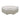 Wicker ottoman with a light gray cushion on a white background
