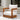 Charmydecor curved teak acacia wood patio club chair with thick beige seat and back cushions
