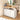 Charmydecor farmhouse kitchen island with dual drop leaf dining table, white storage cabinets, drawers, spice rack, and towel bar