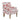 Charmydecor floral accent chair angled view featuring red botanical upholstery cushioned seat nailhead trim and turned wood legs