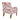 Charmydecor floral accent chair rear view with all-over red botanical upholstery and solid wood legs