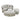 Outdoor patio furniture set with cushions on a white background