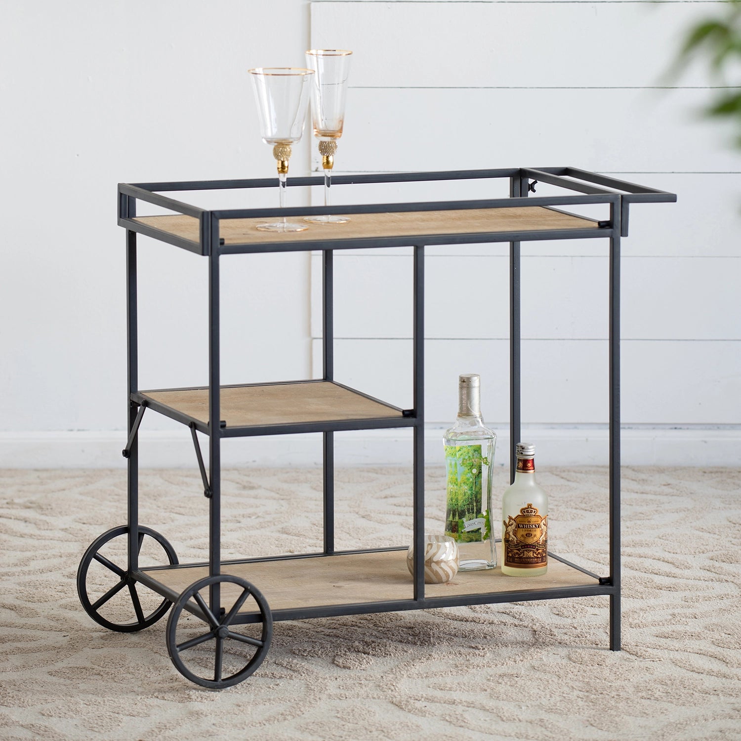 Black industrial bar cart