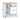 White kitchen island cart with dimensions labeled on a white background