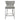 Gray upholstered bar stool with a white base on a white background