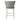 Bar stool with gray cushioned seat and white base on a white background