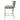 Gray upholstered bar stool with white legs on a white background