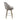 Gray upholstered bar stool with wooden legs on a white background