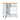 White kitchen island with wooden top and multiple drawers on wheels